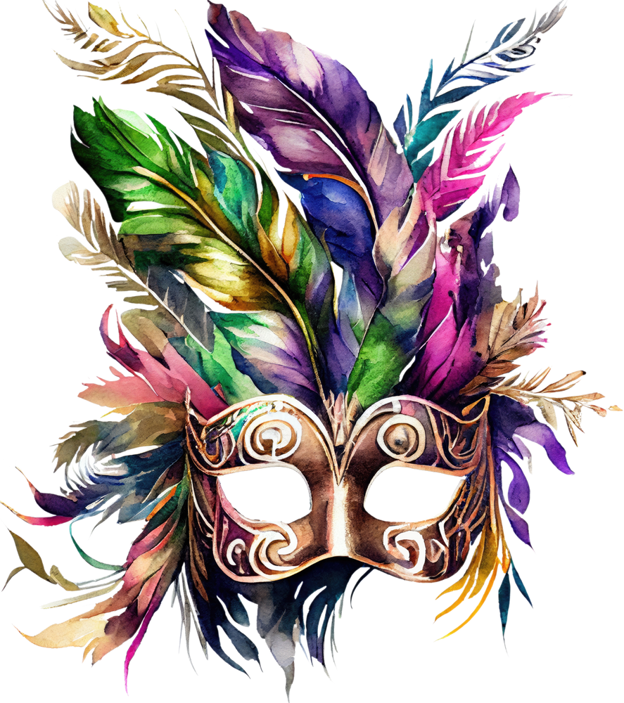 Mardi Gras Mask Watercolor